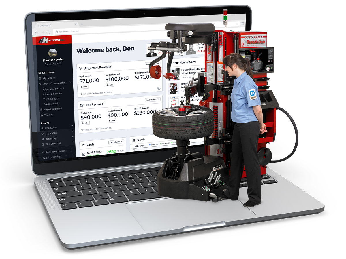 hunter revolution tire changer hunternet connectivity